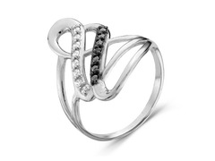 Серебряное плетеное кольцо с фианитами